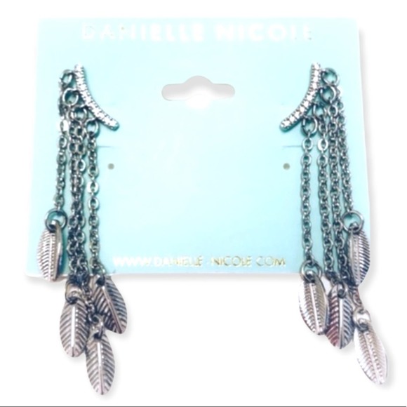 Danielle Nicole Boho Crawler Earrings Leaf Dangle Rhinestone Festival NWT - Picture 7 of 7